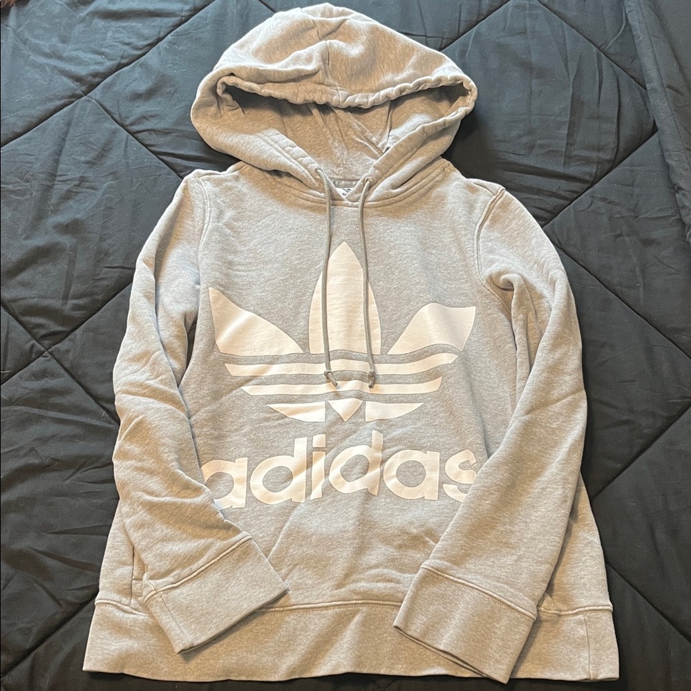 Adidas Women's Light Gray Hoodie Sweater